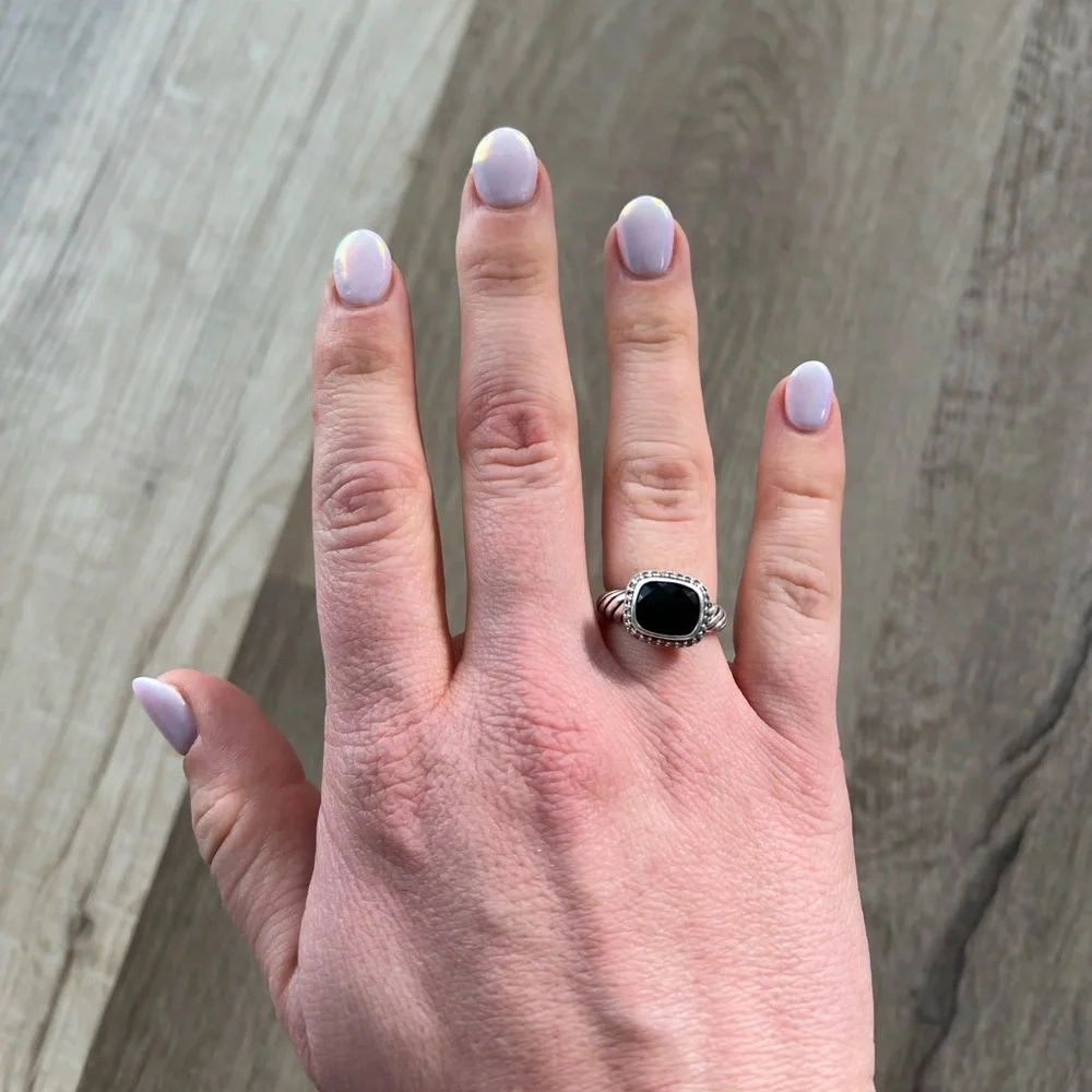David Yurman Black Onyx Cable Ring with Pavé Diamonds